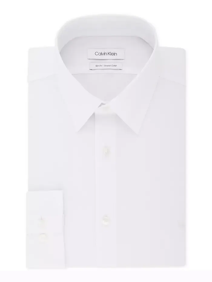 Мужская облегающая рубашка со стретчем Calvin Klein — изображение 3 из 6, белый