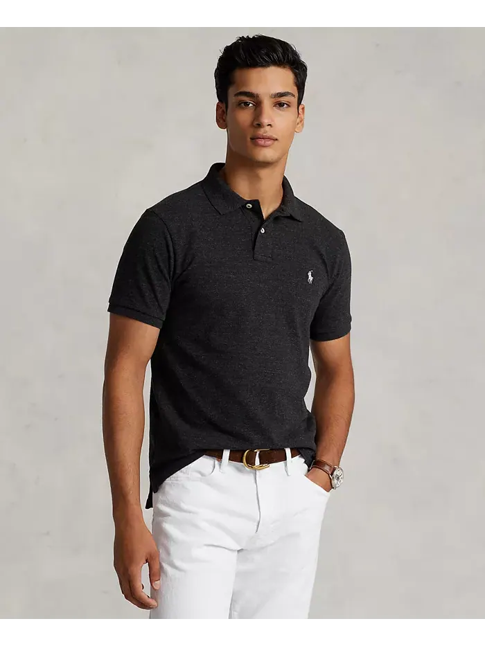 Мужская поло Custom Slim Fit с сетчатой тканью Polo Ralph Lauren — изображение 1 из 4, черный