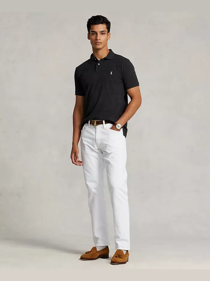 Мужская поло Custom Slim Fit с сетчатой тканью Polo Ralph Lauren — изображение 2 из 4, черный