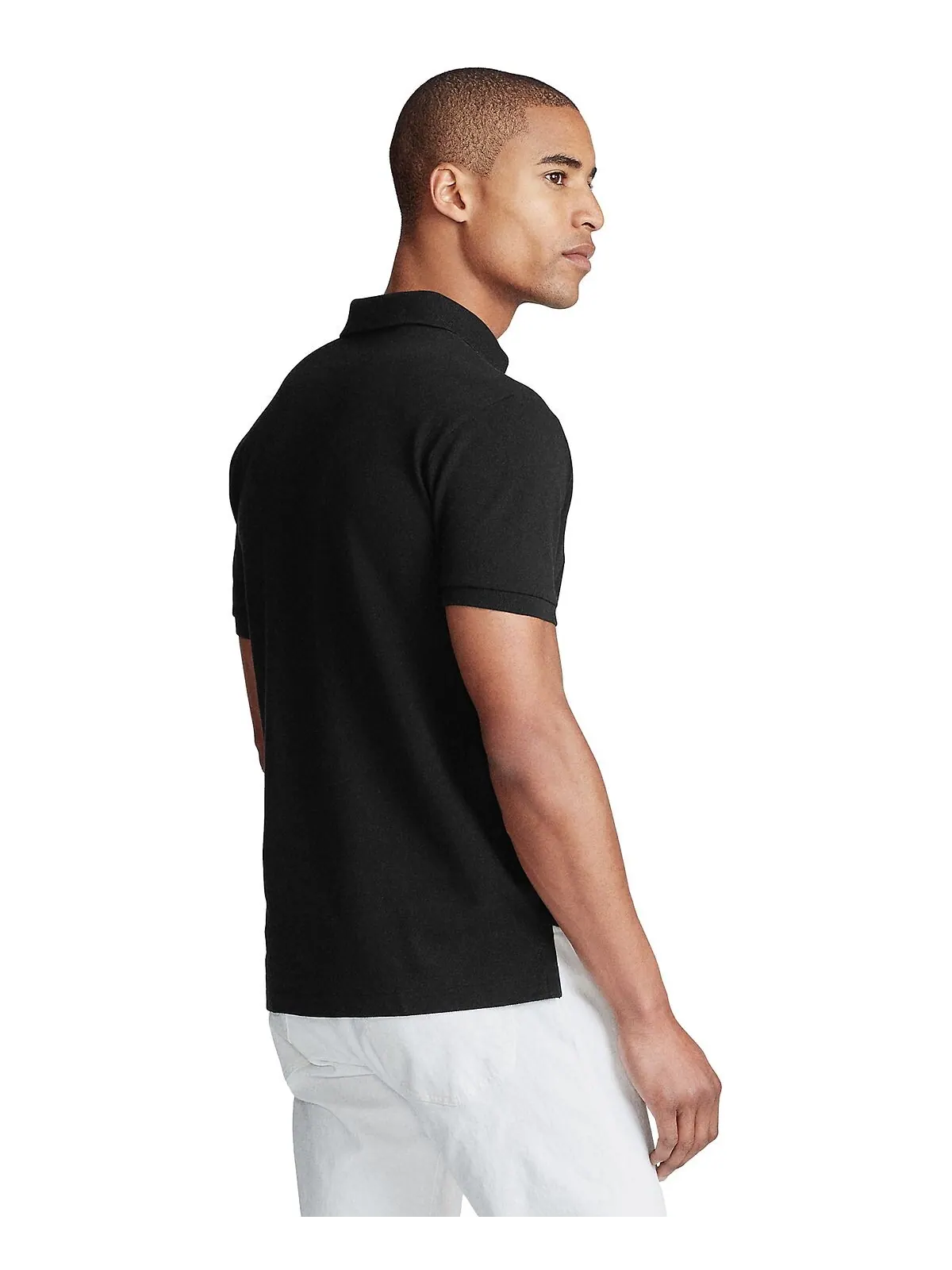 Мужская футболка-поло slim fit из сетчатой ​​ткани на заказ Polo Ralph Lauren — изображение 2 из 5, черный