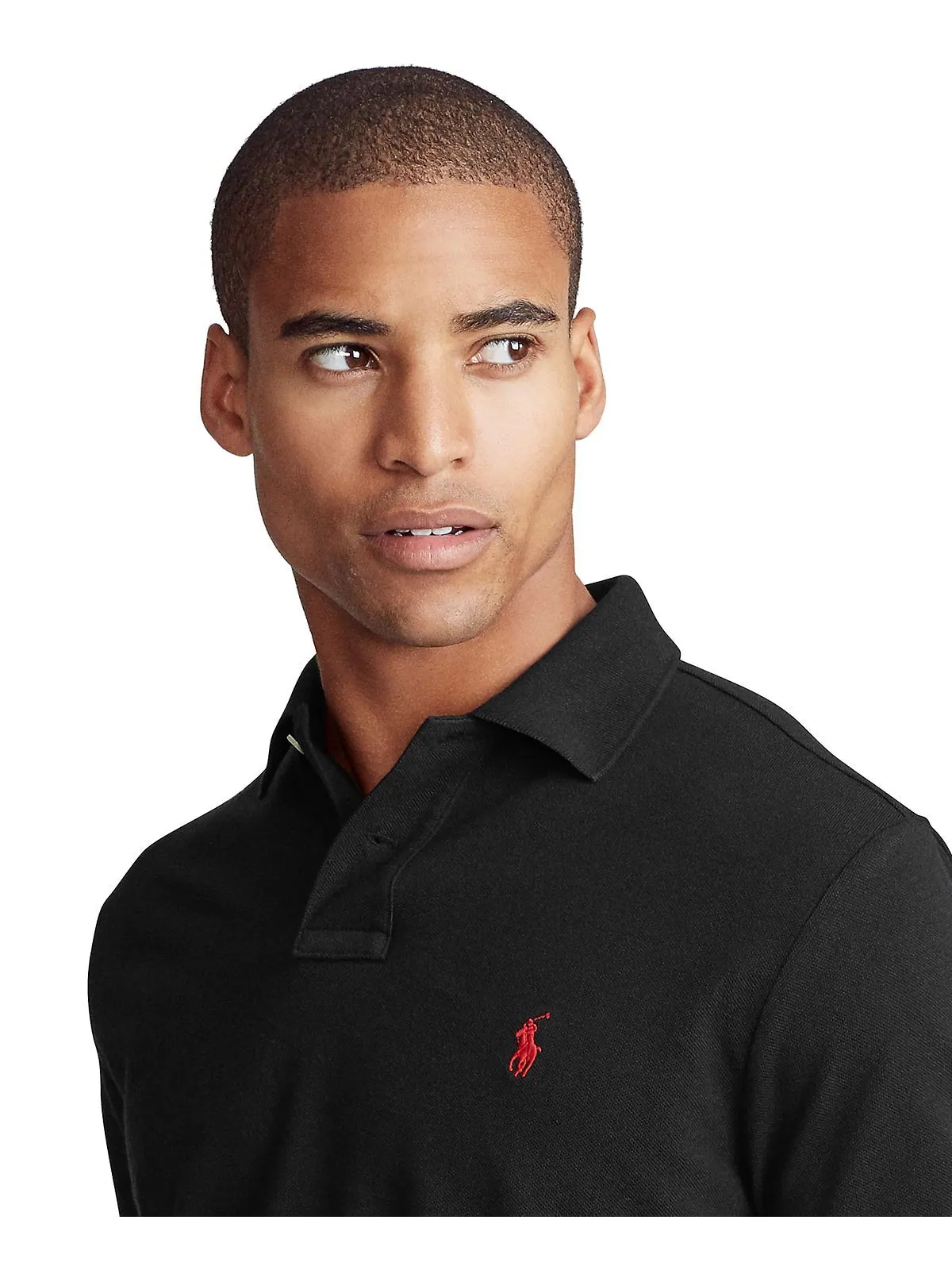 Мужская футболка-поло slim fit из сетчатой ​​ткани на заказ Polo Ralph Lauren — изображение 4 из 5, черный