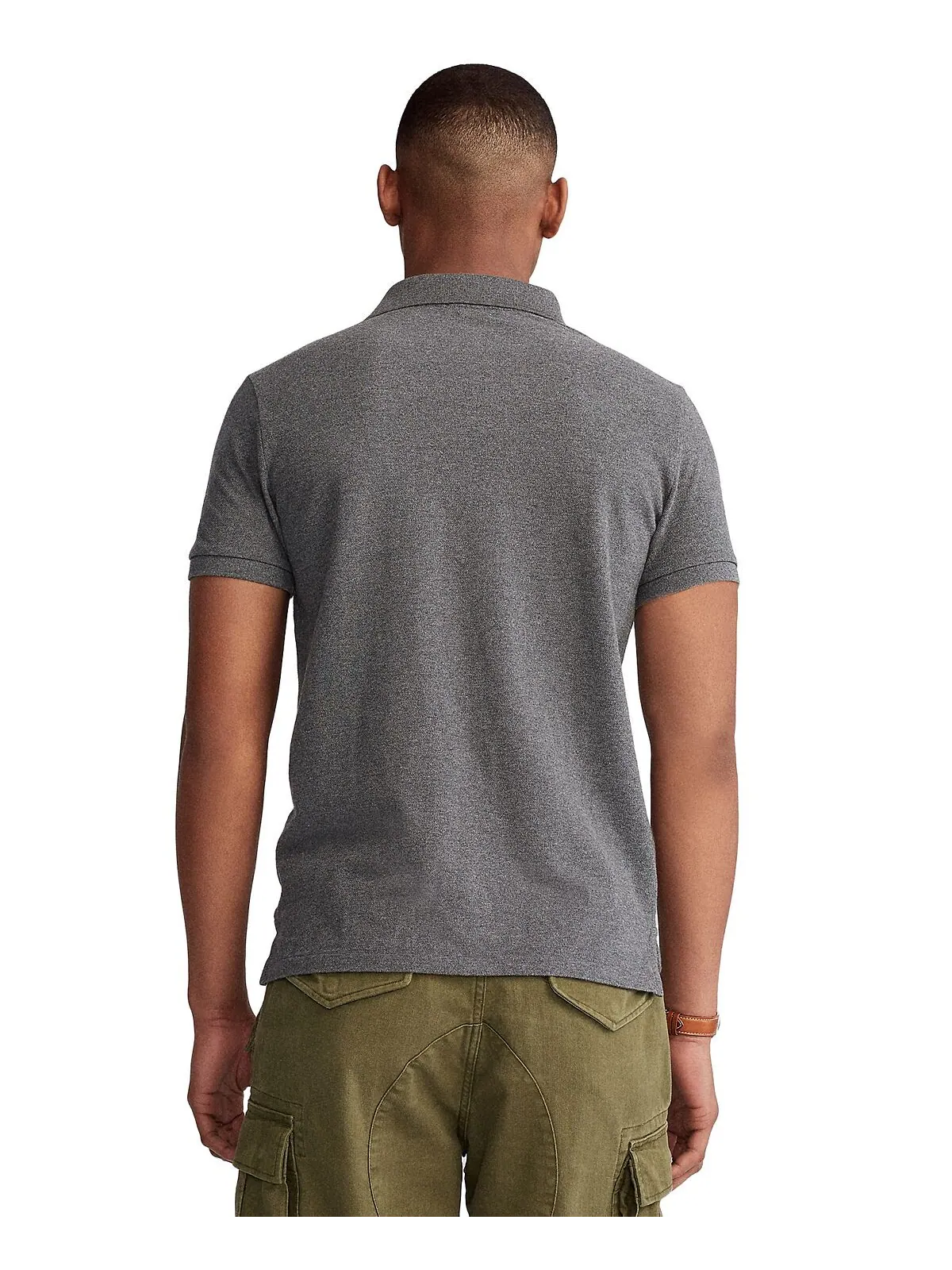 Мужская футболка-поло slim fit из сетчатой ​​ткани на заказ Polo Ralph Lauren — изображение 2 из 5, серый
