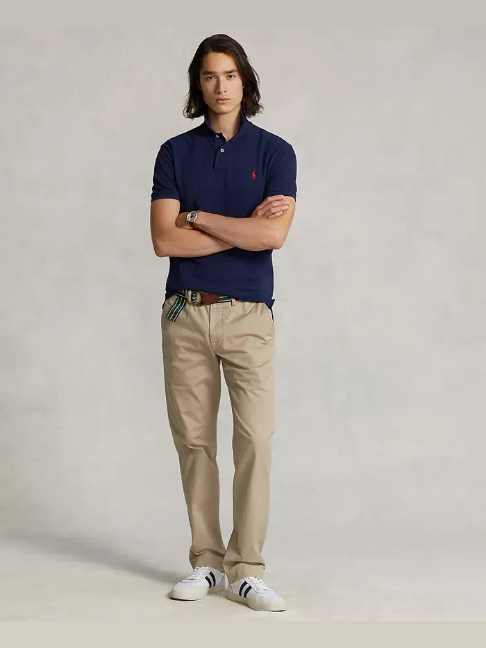 Мужская поло Custom Slim Fit с сетчатой тканью Polo Ralph Lauren — изображение 2 из 4, темно-синий