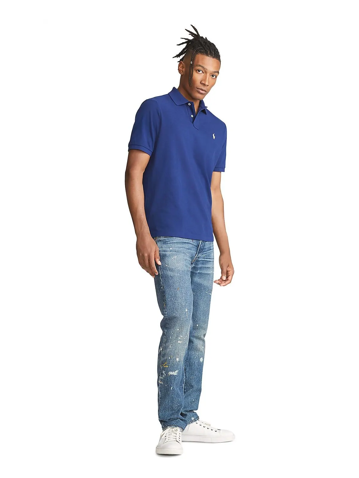 Мужская футболка-поло slim fit из сетчатой ​​ткани на заказ Polo Ralph Lauren — изображение 4 из 5, королевский синий