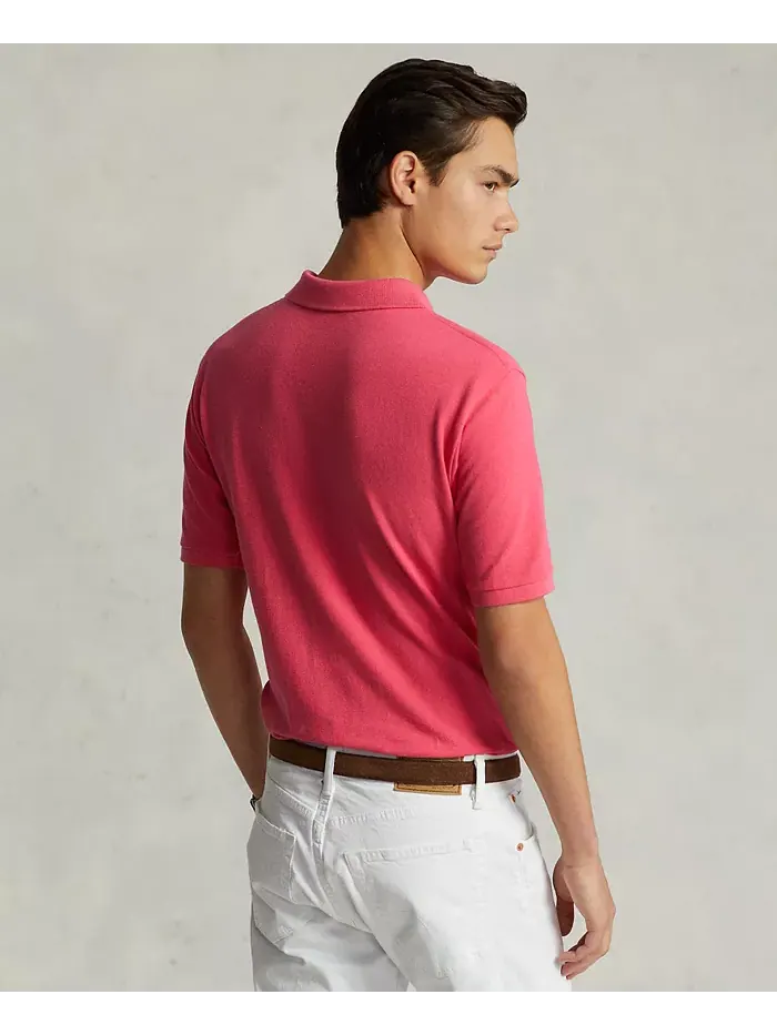 Мужская поло Custom Slim Fit с сетчатой тканью Polo Ralph Lauren — изображение 4 из 4, розовый