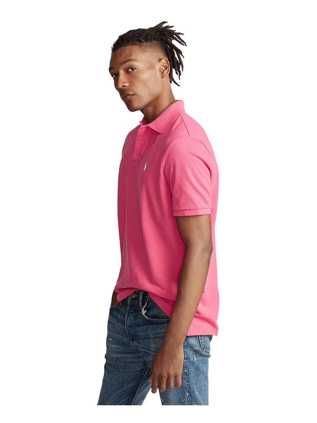 Мужская футболка-поло slim fit из сетчатой ​​ткани на заказ Polo Ralph Lauren — изображение 1 из 5, розовый