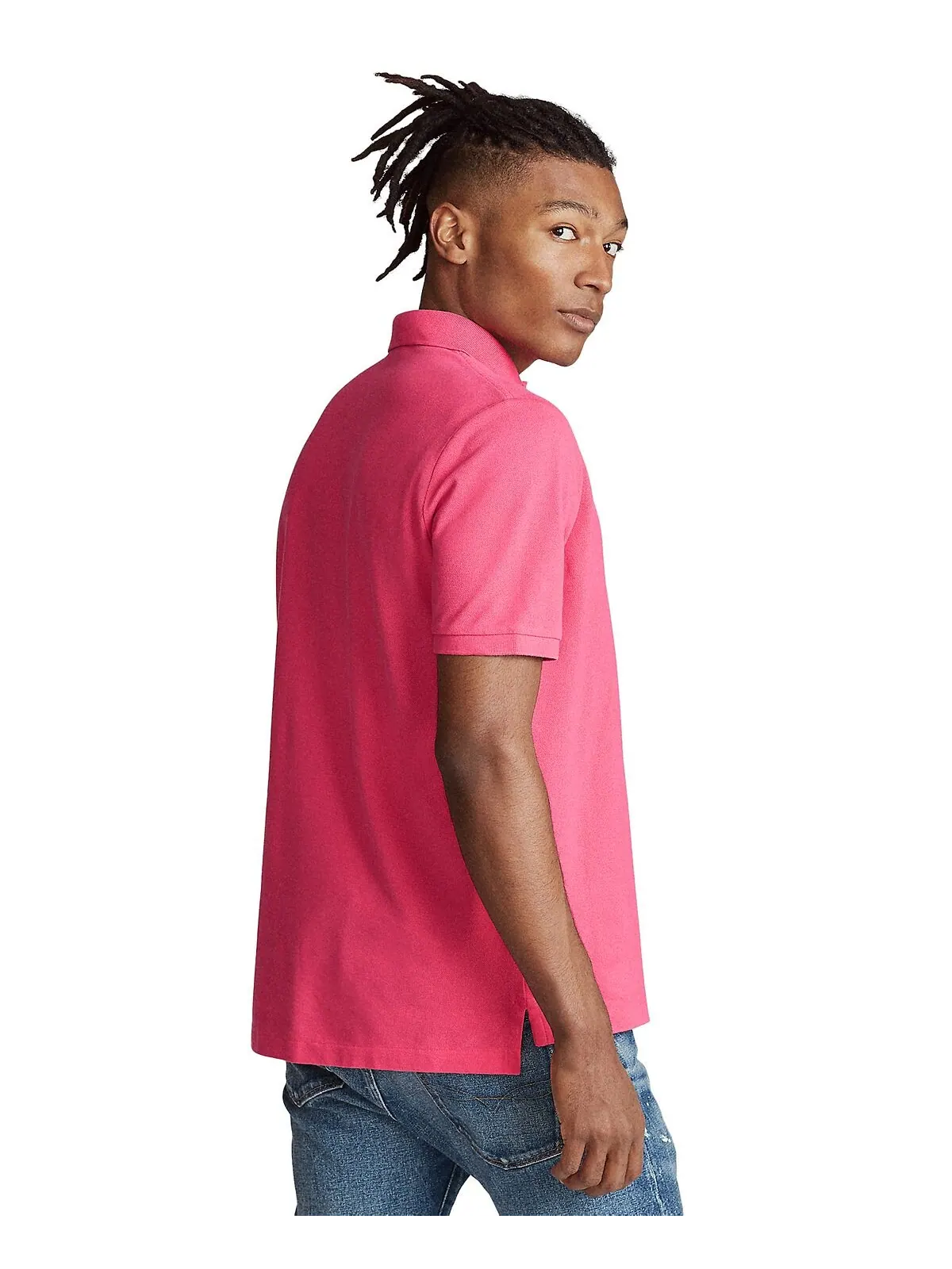Мужская футболка-поло slim fit из сетчатой ​​ткани на заказ Polo Ralph Lauren — изображение 2 из 5, розовый