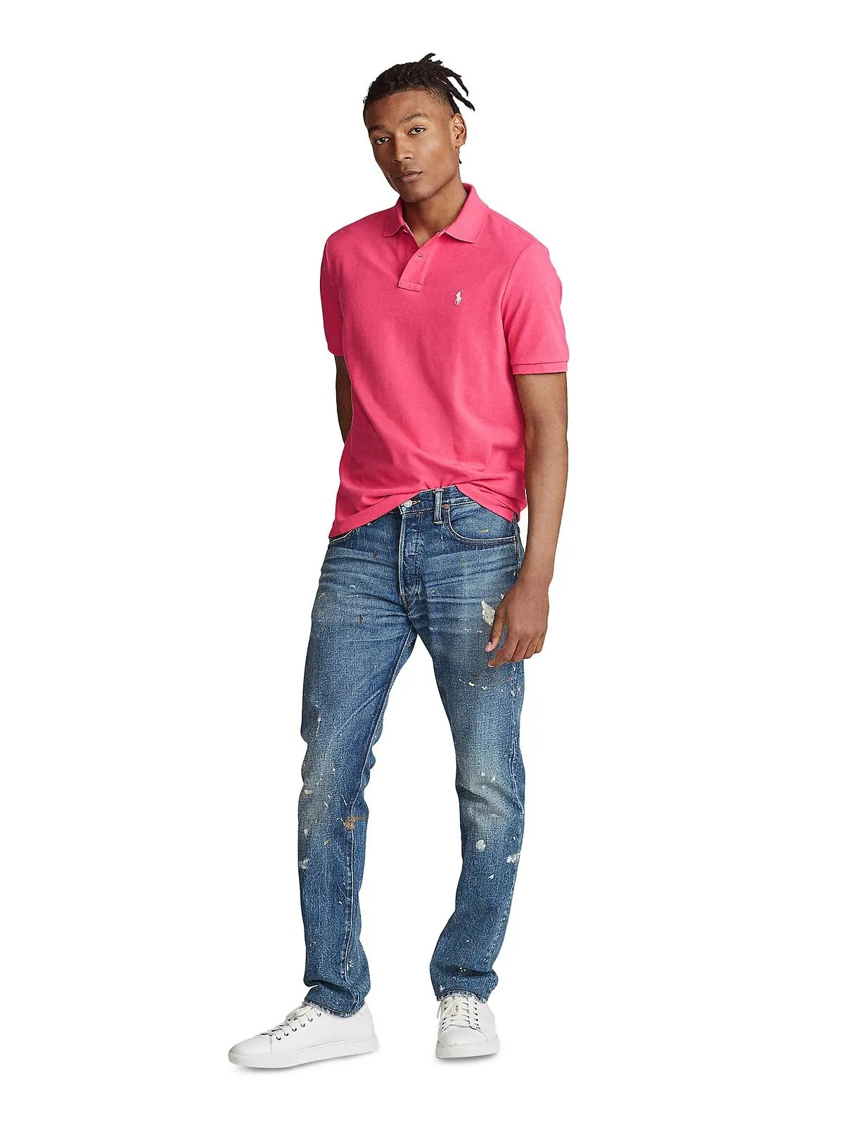 Мужская футболка-поло slim fit из сетчатой ​​ткани на заказ Polo Ralph Lauren — изображение 4 из 5, розовый