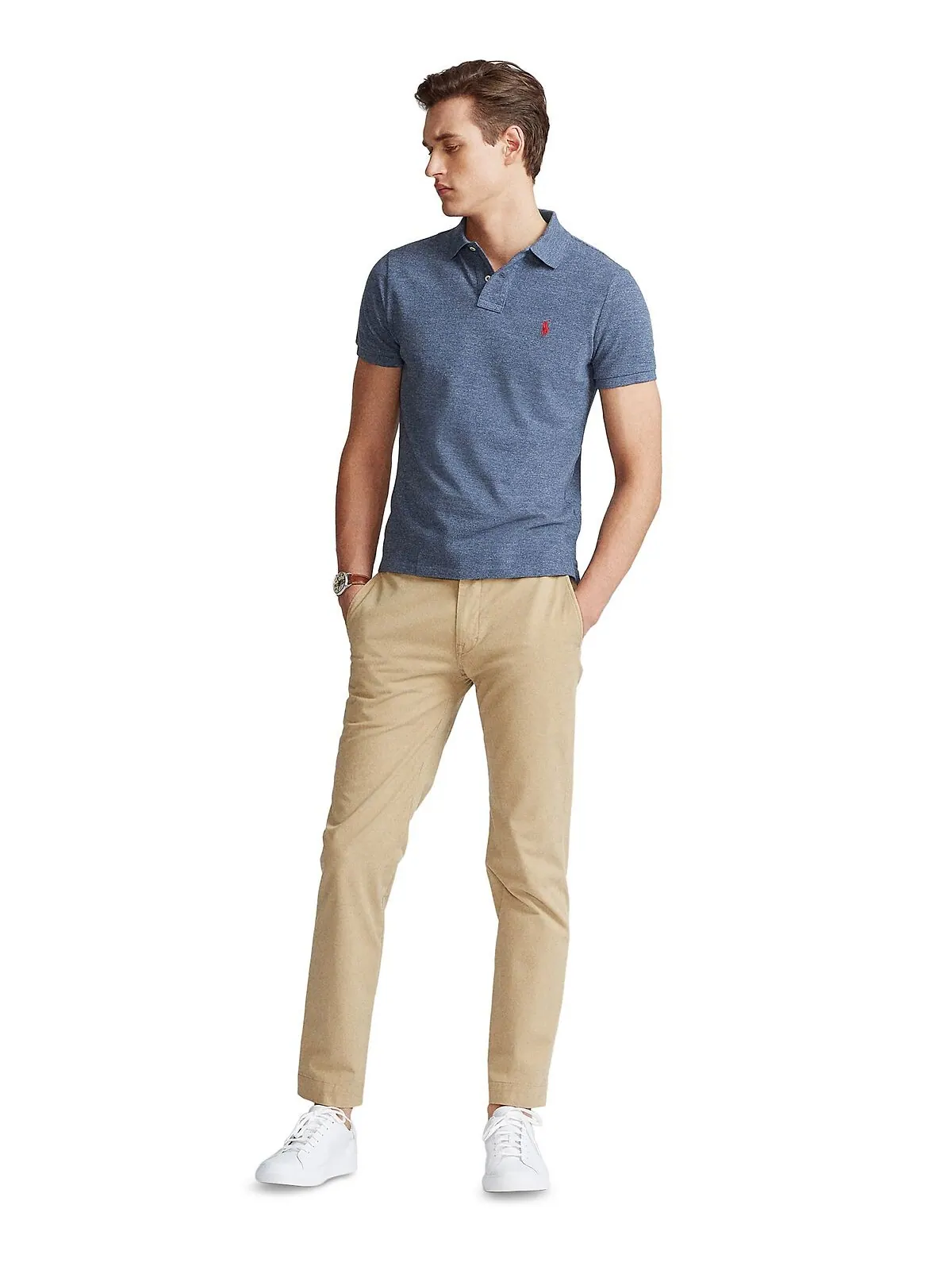 Мужская футболка-поло slim fit из сетчатой ​​ткани на заказ Polo Ralph Lauren — изображение 3 из 5, королевский вереск