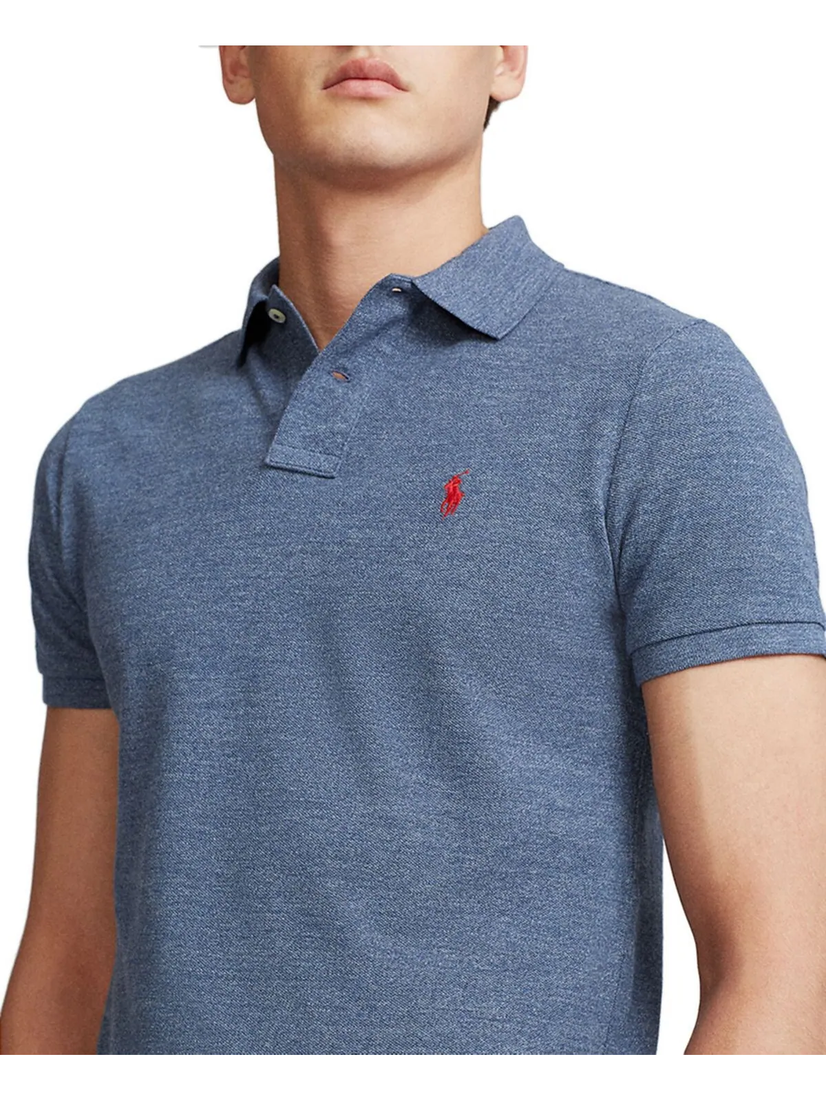 Мужская футболка-поло slim fit из сетчатой ​​ткани на заказ Polo Ralph Lauren — изображение 4 из 5, королевский вереск