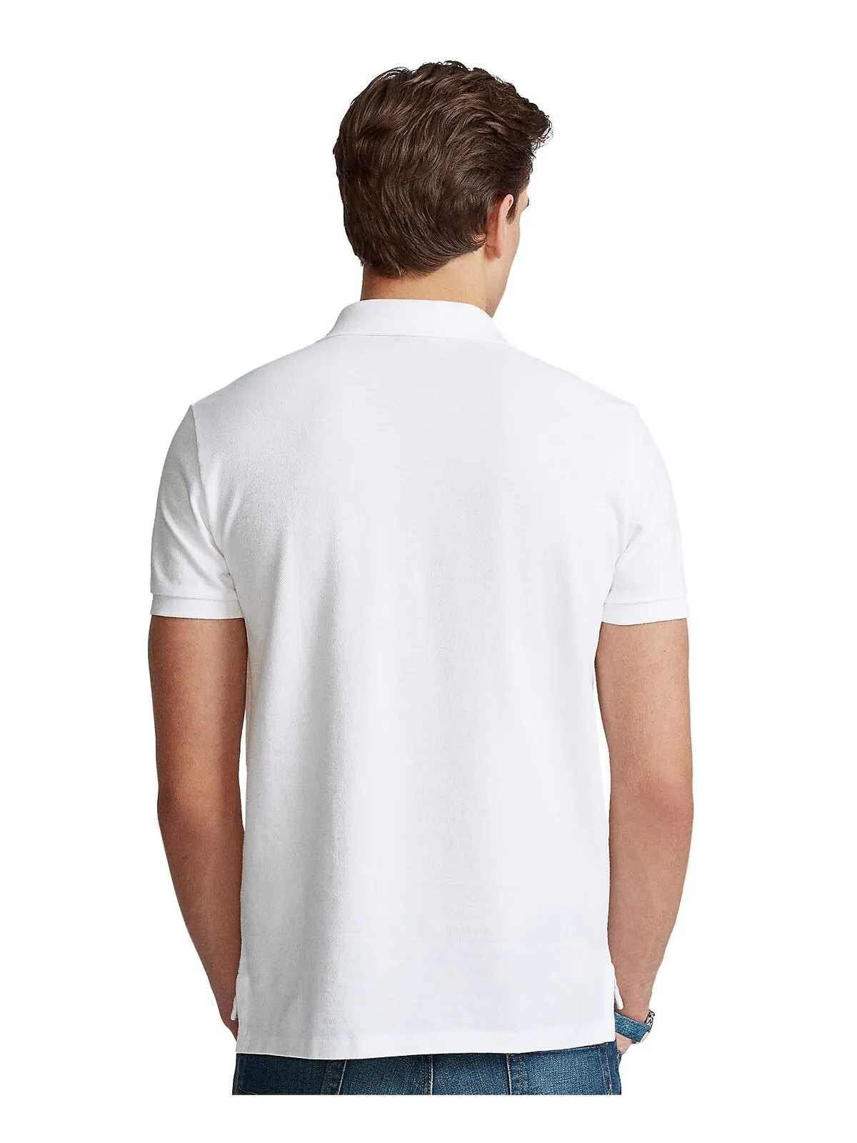 Мужская футболка-поло slim fit из сетчатой ​​ткани на заказ Polo Ralph Lauren — изображение 2 из 5, белый