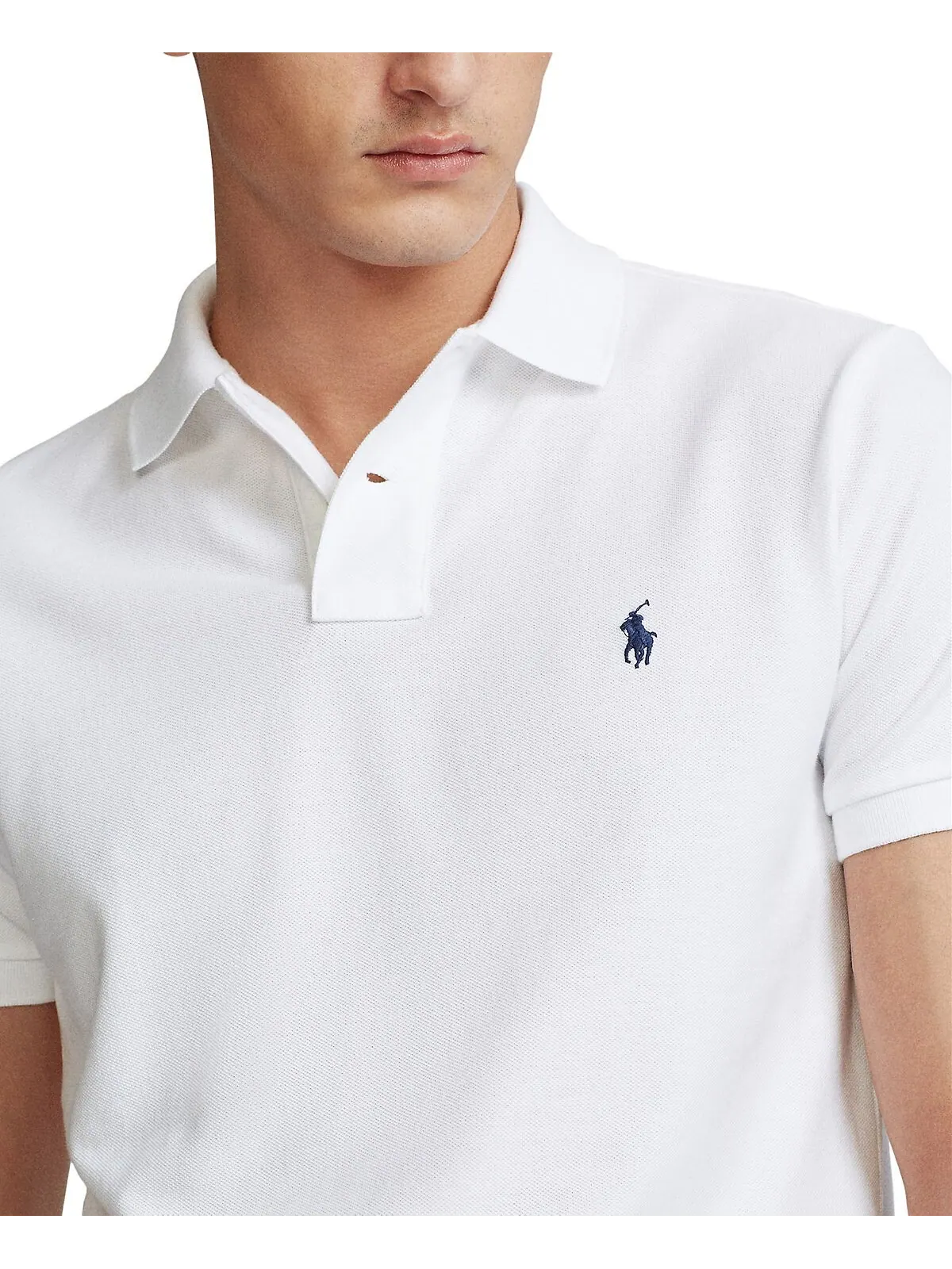 Мужская футболка-поло slim fit из сетчатой ​​ткани на заказ Polo Ralph Lauren — изображение 3 из 5, белый
