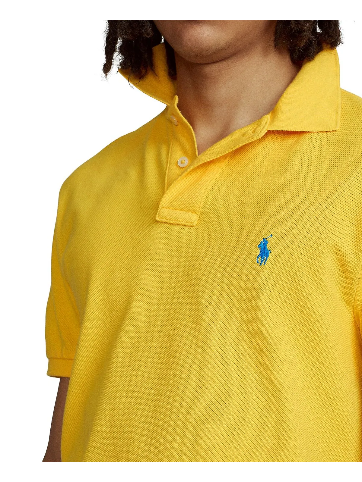 Мужская футболка-поло slim fit из сетчатой ​​ткани на заказ Polo Ralph Lauren — изображение 2 из 5, желтый