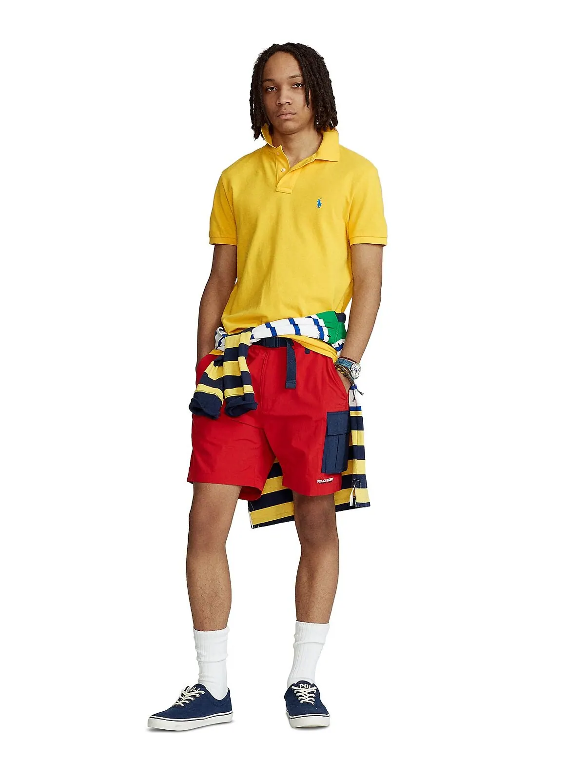 Мужская футболка-поло slim fit из сетчатой ​​ткани на заказ Polo Ralph Lauren — изображение 3 из 5, желтый