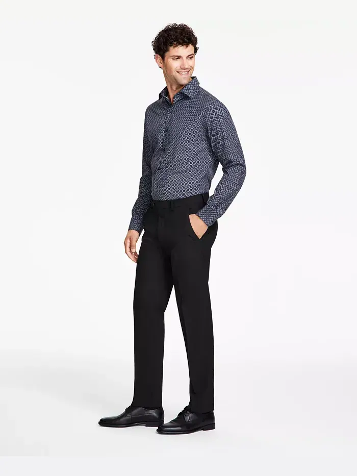 Мужские классические брюки Slim-Fit Stretch Solid Alfani — изображение 1 из 7, черный
