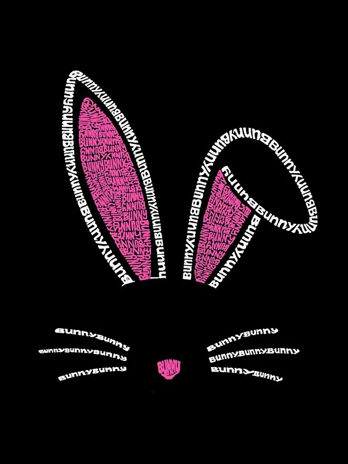 Мужская футболка с короткими рукавами и надписью Word Art Bunny Ears LA Pop Art — изображение 3 из 3, черный