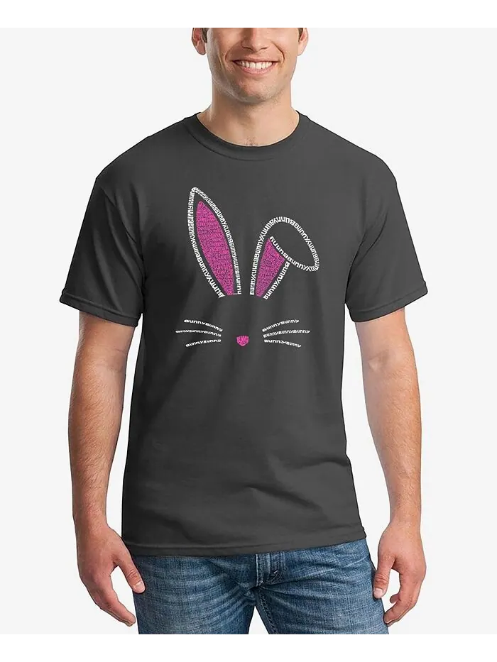 Мужская футболка с короткими рукавами и надписью Word Art Bunny Ears LA Pop Art — изображение 1 из 3, темный серый
