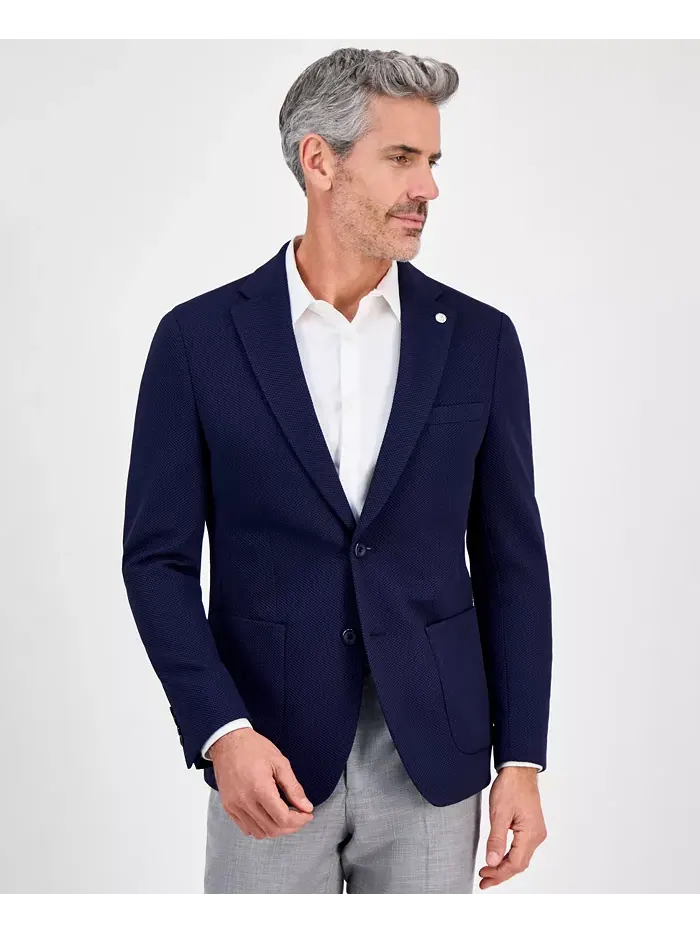 Мужской спортивный пиджак Slim-Fit Waffle Stretch Tom Baine — синий