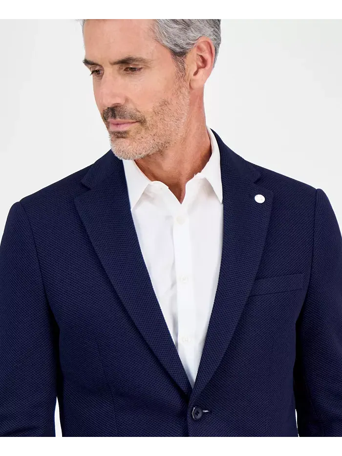 Мужской спортивный пиджак Slim-Fit Waffle Stretch Tom Baine — изображение 3 из 4, темно-синий