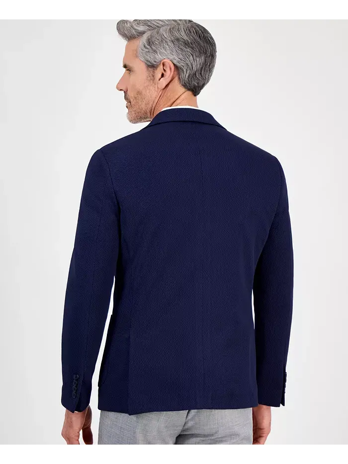 Мужской спортивный пиджак Slim-Fit Waffle Stretch Tom Baine — изображение 4 из 4, темно-синий