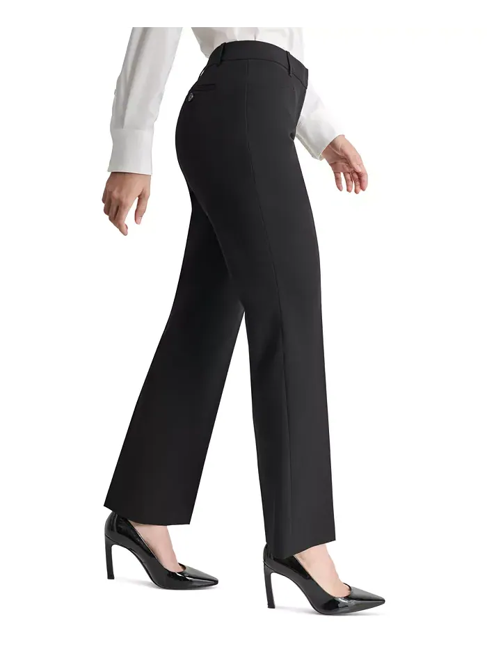 Узкие брюки средней посадки с широкими штанинами Petite Modern-Fit Mid-Rise Wide-Leg DKNY — изображение 3 из 4, черный