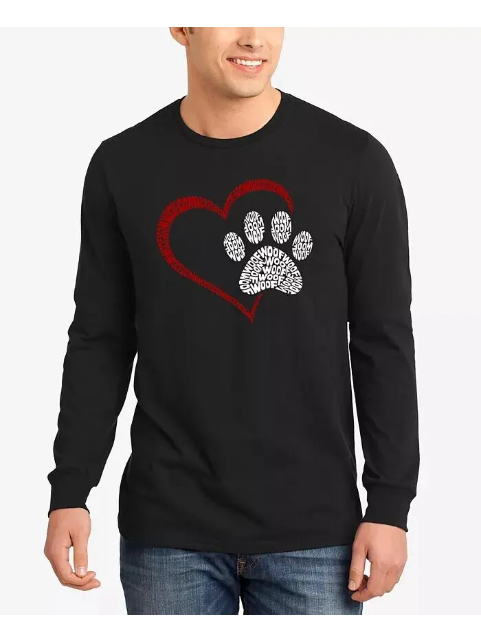 Paw Heart — мужская футболка с длинным рукавом Word Art LA Pop Art — изображение 1 из 3, черный