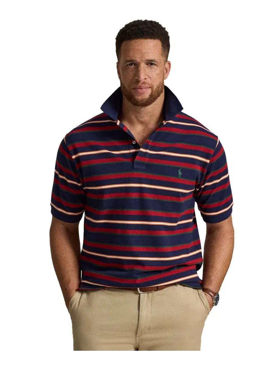 Поло с полоской из хлопковой сетки, классический крой, модель Big & Tall Polo Ralph Lauren