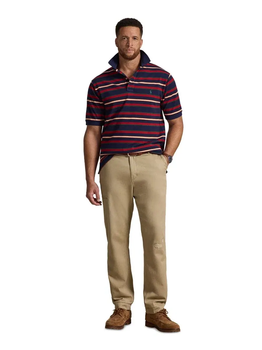 Поло с полоской из хлопковой сетки, классический крой, модель Big & Tall Polo Ralph Lauren — изображение 2 из 6