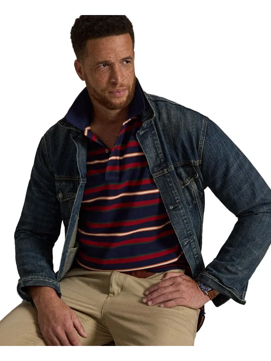 Поло с полоской из хлопковой сетки, классический крой, модель Big & Tall Polo Ralph Lauren — изображение 3 из 6