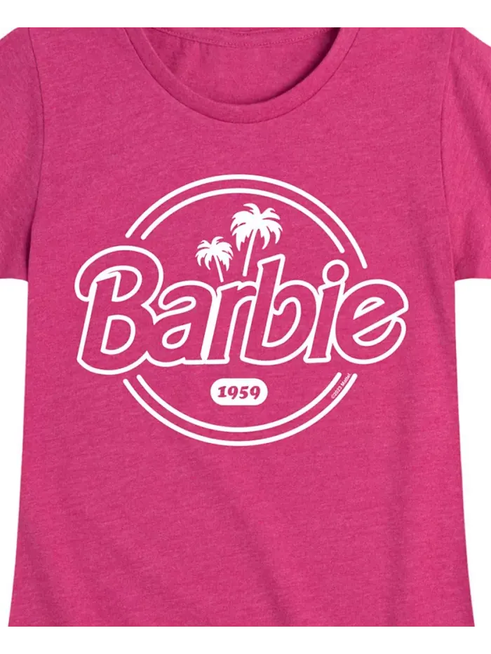 Футболка с коротким рукавом Big Girls с принтом в виде пальм и логотипом Barbie — изображение 3 из 3, розовый