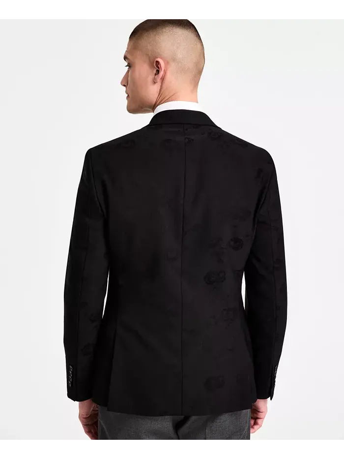 Мужской вечерний жакет Slim-Fit с жаккардовым цветочным узором Bar III — изображение 2 из 2, черный