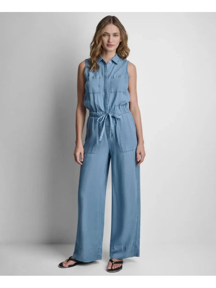 Комбинезон без рукавов с воротником Chambray DKNY Jeans — голубой