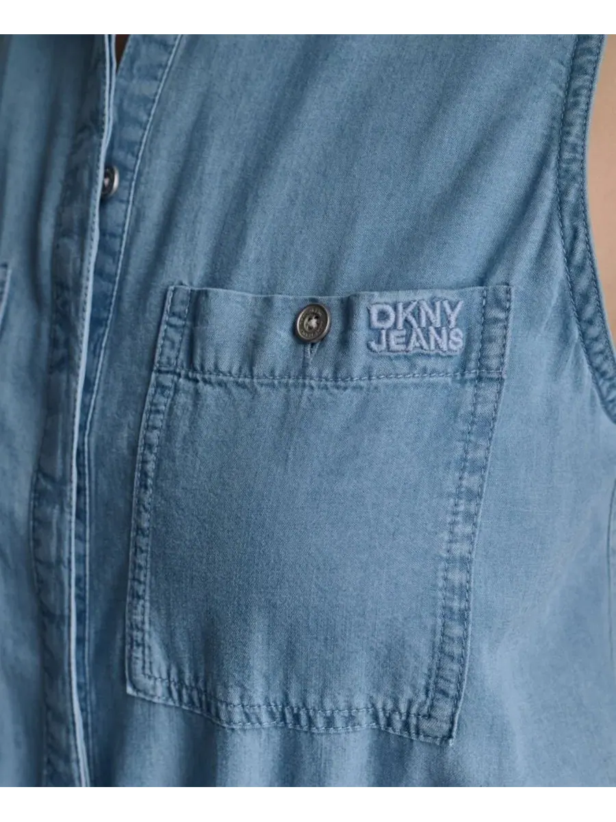 Комбинезон без рукавов с воротником Chambray DKNY Jeans — изображение 5 из 7, шамбре