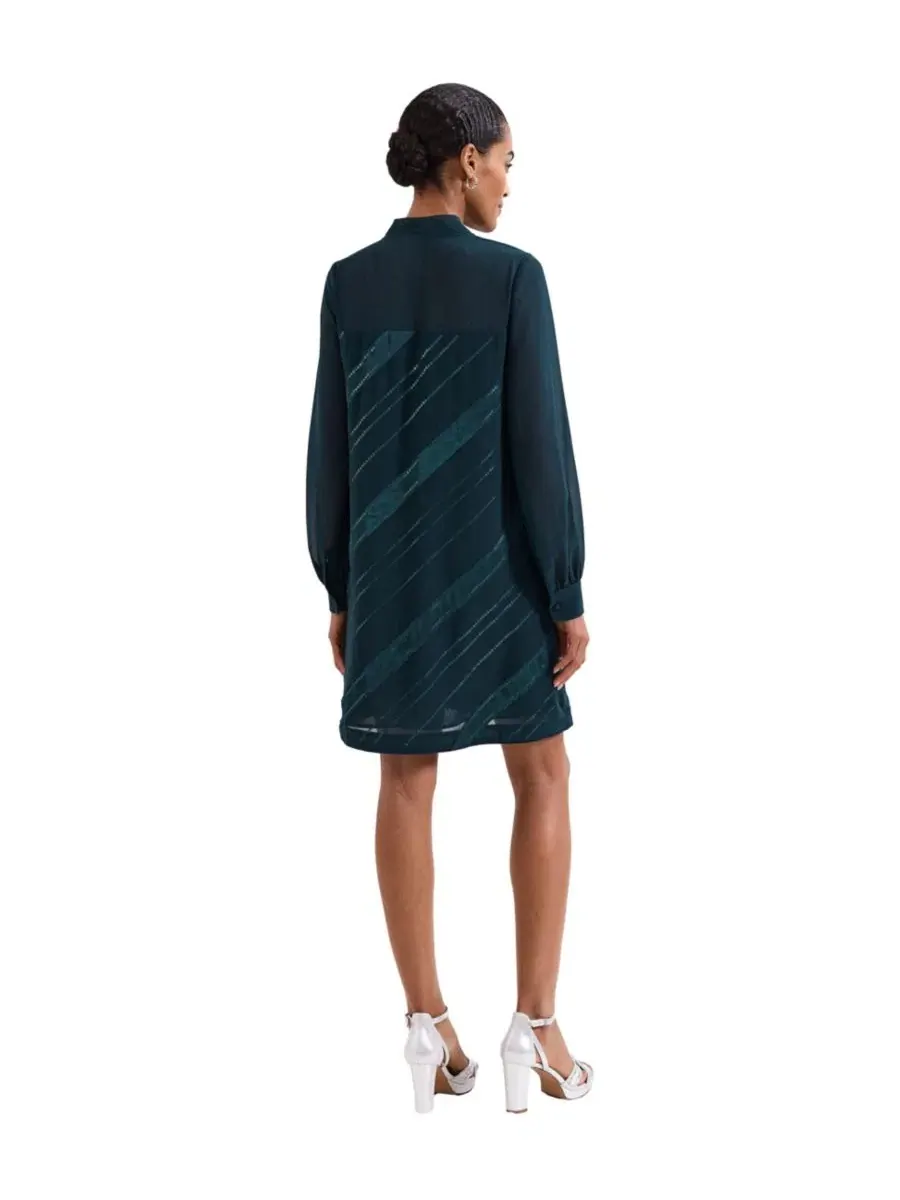 Платье-трапеция с пайетками Sonali Satin Embellished Long-Sleeve Dress Phase Eight — изображение 3 из 7, бирюзовый