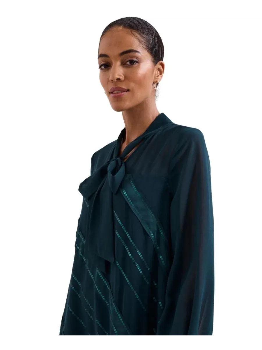Платье-трапеция с пайетками Sonali Satin Embellished Long-Sleeve Dress Phase Eight — изображение 6 из 7, бирюзовый