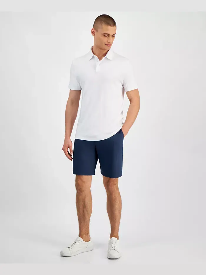 Мужская рубашка-поло Supima Cotton и изысканные облегающие шорты Calvin Klein — изображение 1 из 3, яркий белый