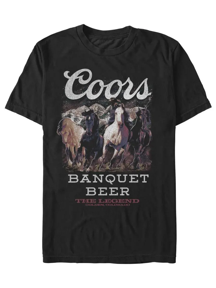 Мужская футболка с принтом Coors Horses Fifth Sun — изображение 1 из 3, черный