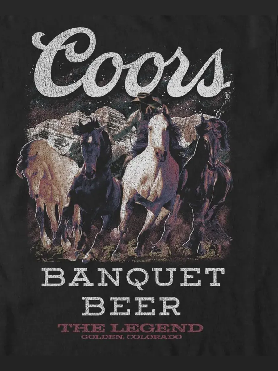 Мужская футболка с принтом Coors Horses Fifth Sun — изображение 3 из 3, черный