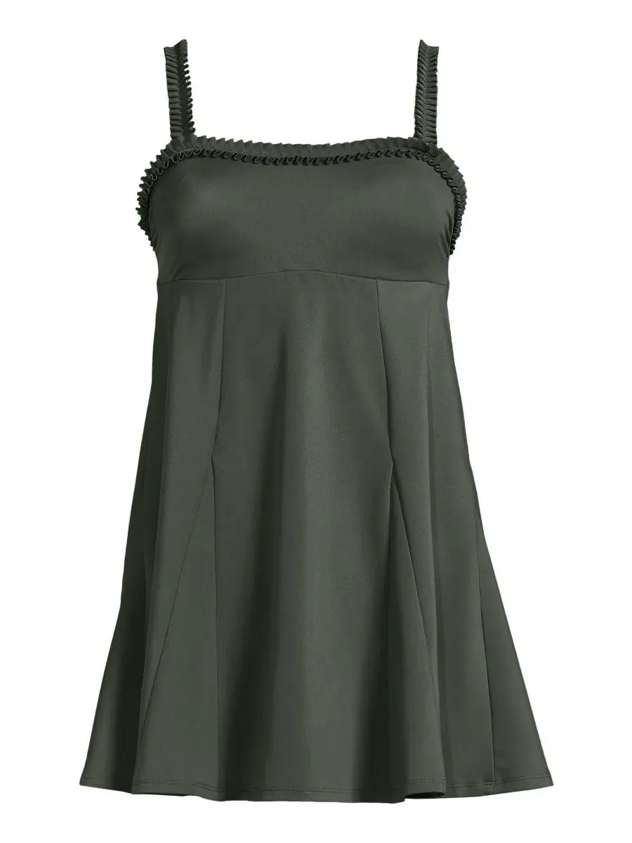Платье для плавания Tugless Pleated Ruffle Swim Dress Lands' End — изображение 3 из 3