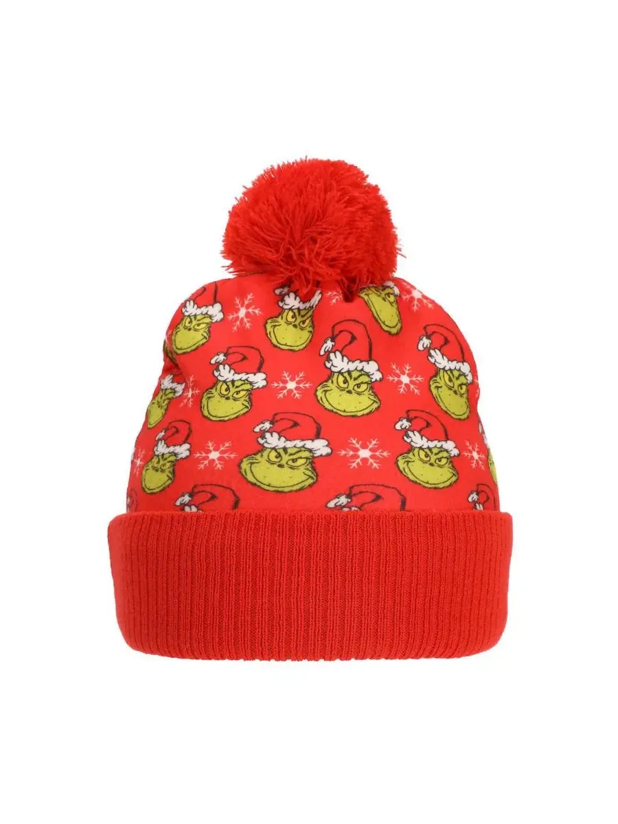 Комплект из вязаной шапки и перчаток с принтом The Grinch — изображение 4 из 10, красный зеленый
