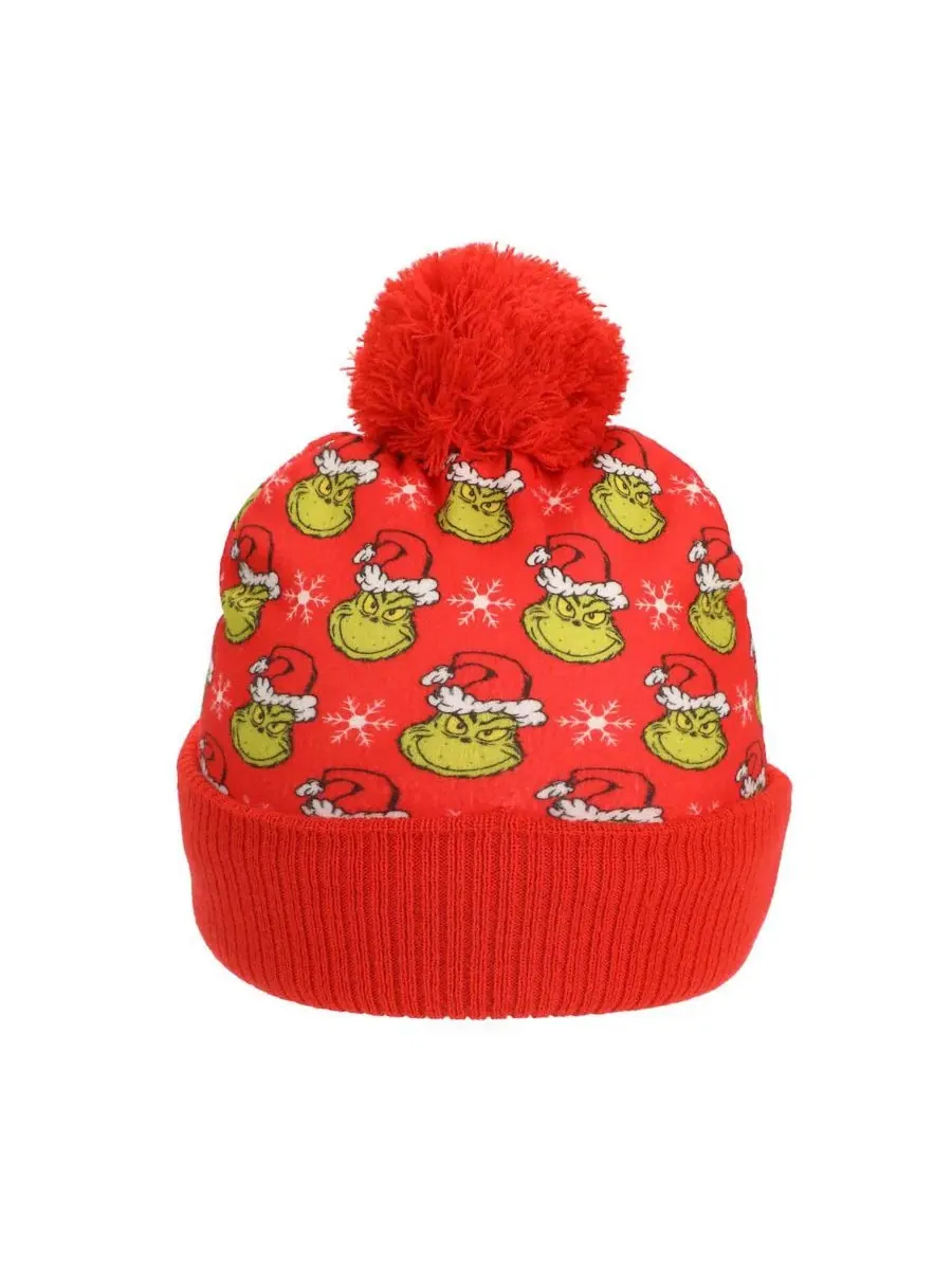 Комплект из вязаной шапки и перчаток с принтом The Grinch — изображение 5 из 10, красный зеленый