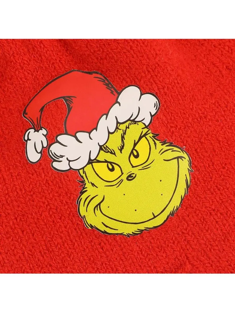 Комплект из вязаной шапки и перчаток с принтом The Grinch — изображение 6 из 10, красный зеленый
