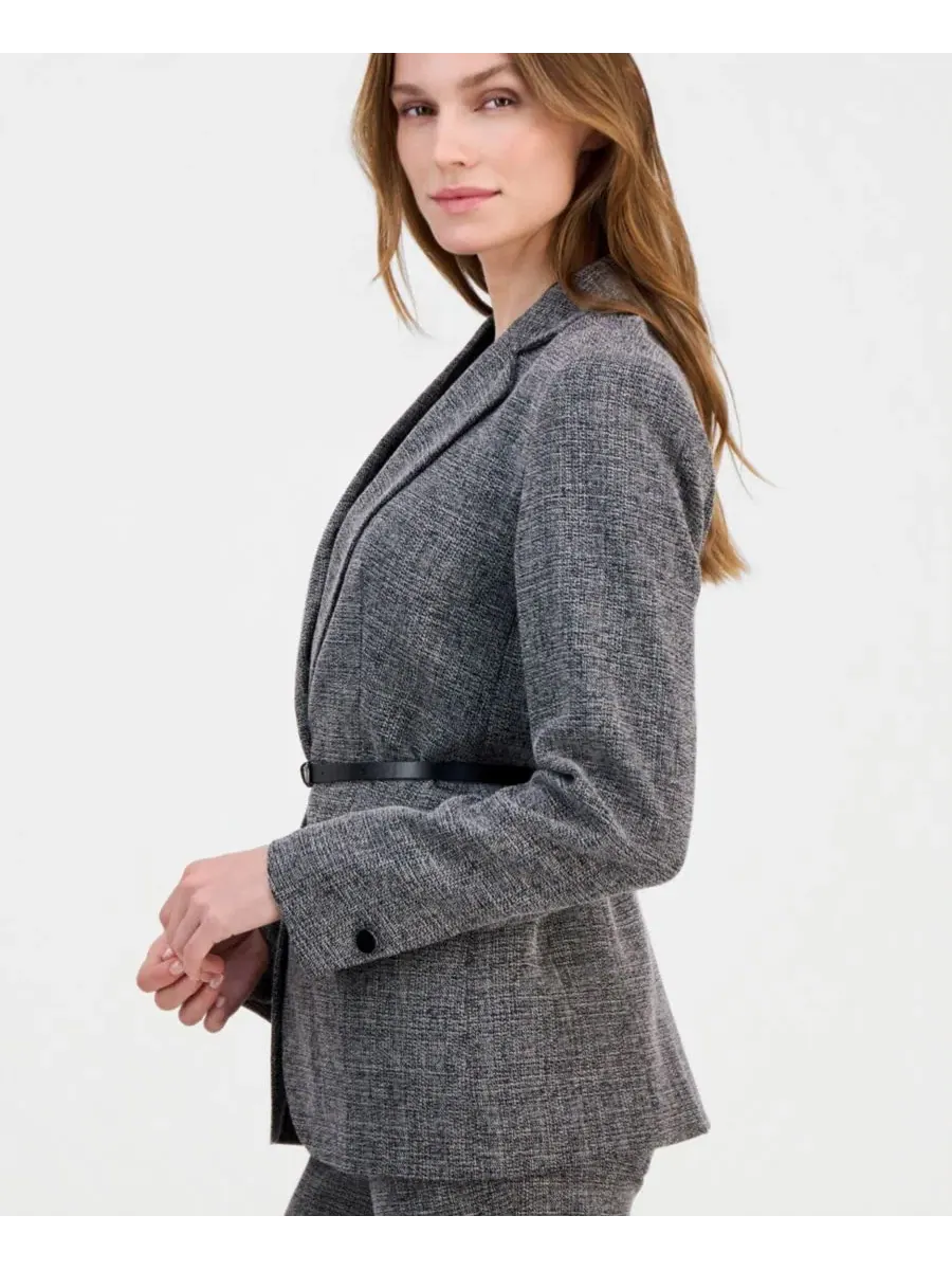 Комплект из жакета с воротником, топа без рукавов и брюк клеш Anne Klein — изображение 3 из 4, черный/белый