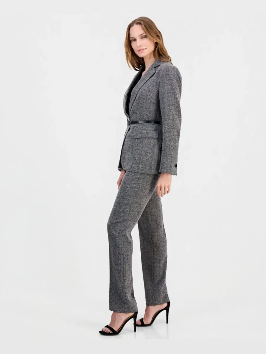 Комплект из жакета с воротником, топа без рукавов и брюк клеш Anne Klein — изображение 4 из 4, черный/белый
