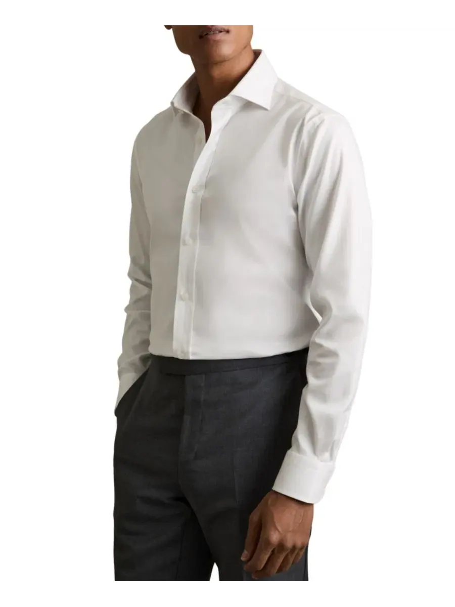 Мужская рубашка Bishopsgate Cotton Lyocell Stretch REISS — изображение 1 из 5, белый