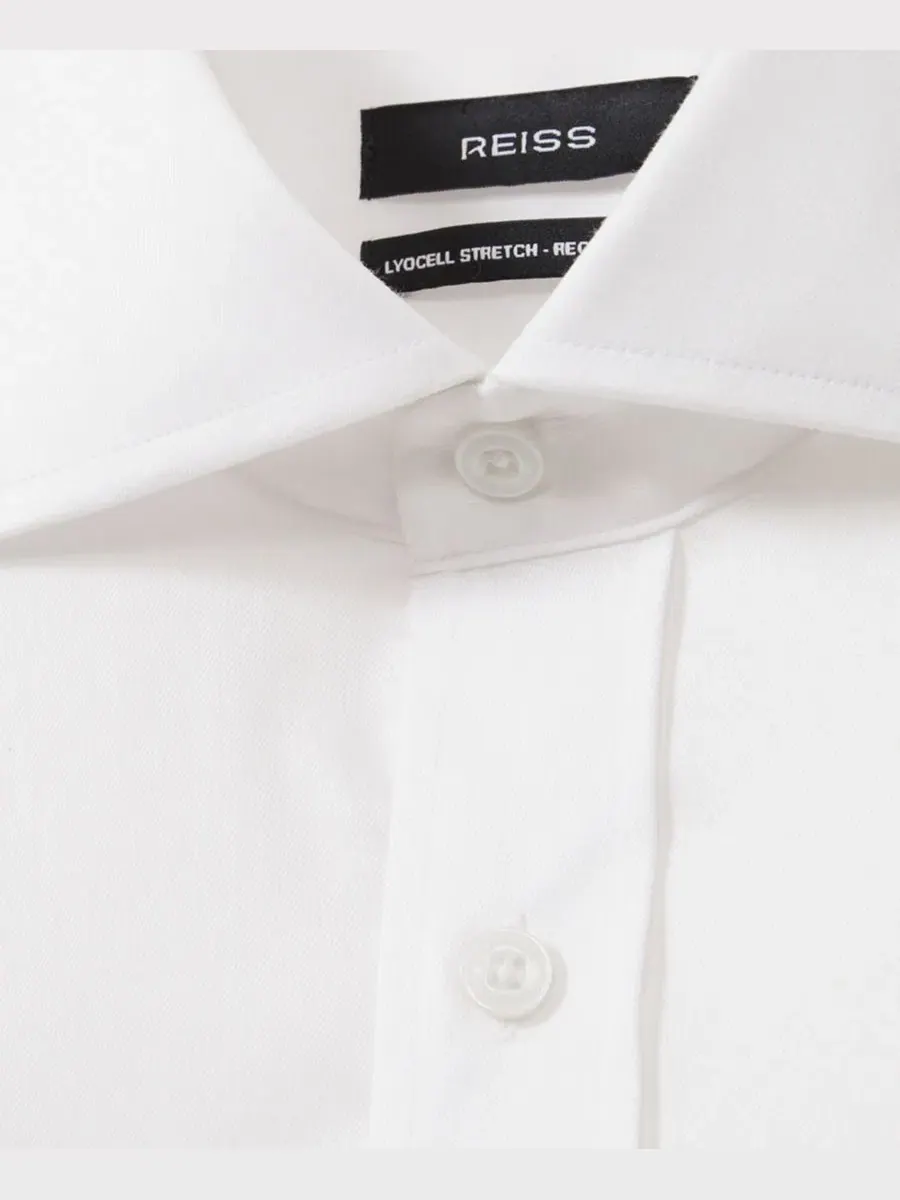 Мужская рубашка Bishopsgate Cotton Lyocell Stretch REISS — изображение 3 из 5, белый