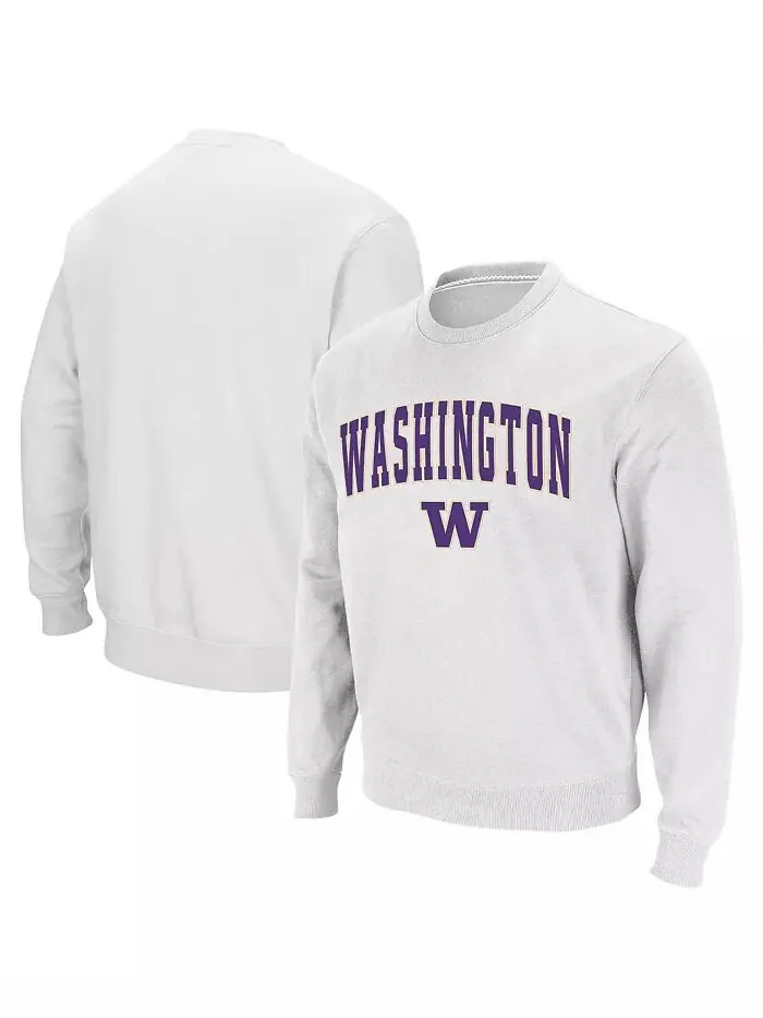 Мужская толстовка Washington Huskies Arch & Logo с круглым вырезом Colosseum — изображение 1 из 4, белый