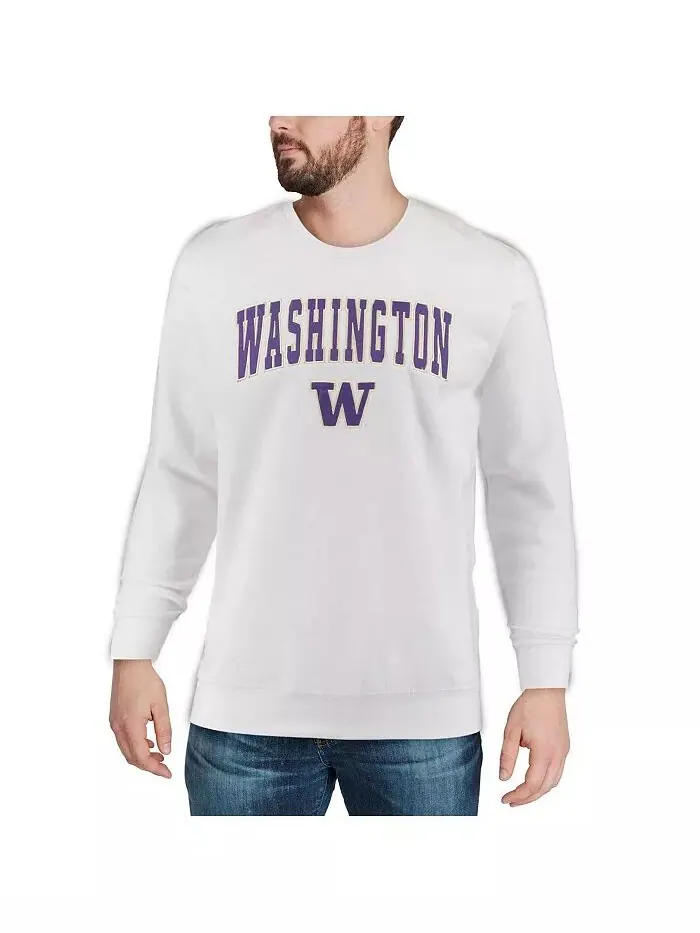 Мужская толстовка Washington Huskies Arch & Logo с круглым вырезом Colosseum — изображение 2 из 4, белый