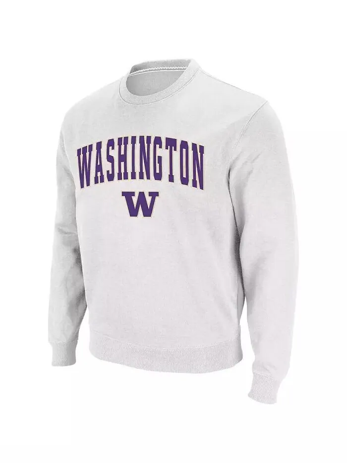 Мужская толстовка Washington Huskies Arch & Logo с круглым вырезом Colosseum — изображение 4 из 4, белый
