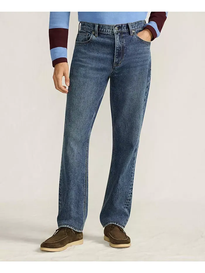 Мужские джинсы Stretch Athletic Fit Lands' End — изображение 1 из 4, синий